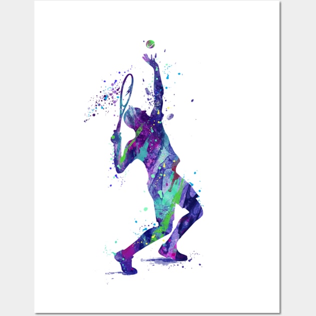 Tennis Player Watercolor Painting Art Print Gifts Wall Art by LotusGifts